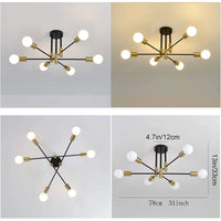 Retro Industrial Wrought Iron Ceiling Chandeliers LED Ceiling Lamp Home Luminaire Modern Living Room Lamps E27 Decoration Lights